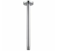 Voolan Shower Arm with Flange, Ceiling Mounted Round Fixed Shower Pipe, Bathroom Straight Rain Shower Replacement Arm, Universal Connection 1/2 NPT (16 Inch, Chrome)