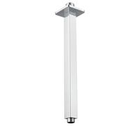 Voolan Shower Arm with Flange, Ceiling Mounted Square Fixed Shower Pipe, Bathroom Straight Rain Shower Replacement Arm, Universal Connection 1/2 NPT (12 Inch, Chrome)