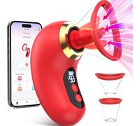 Vooloka Female Sex Toys Women Suction Vibrator, 3 Sucking 9 Tongue Licking Vibrators Nipple Suckers Clit Licker Clitoral Stimulator Pump Sex Toýs for Woman Vibrater Adult Toys,2 Cups,APP Remote,Red