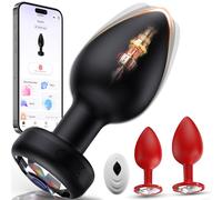 Vooloka Vibrating Butt Plug Set 3-Size Anal Toys with APP Sex Toys for Couples, 10 Vibration Anal Plugs Beginners Training Kit, Women Mens Sex Toys Buttplug Soft Silicone Small But Plug, Red