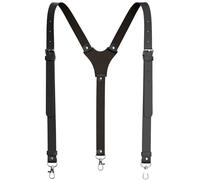 Voolup Genuine Leather Suspenders For Men Heavy Duty with Strong Clips, Leather Suspenders for Men, Black, Standard