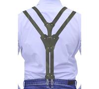 Voolup Genuine Leather Suspenders For Men Heavy Duty with Strong Clips, Rustic Brown, Standard