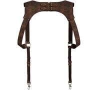 Voolup - Genuine Leather Suspenders for Men, Leather Suspenders, Mens Leather Suspenders in Vintage Style Handmade, Rustic Brown, Standard