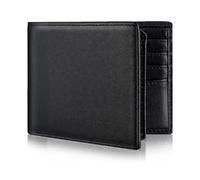 Voolup Top Grain Leather Wallet for Men | RFID Blocking Slim Bifold, 12 Card Slots, 2 ID Windows | Premium Leather, Durable & Ideal Gift for Father’s Day, Birthdays & Anniversaries, Black, Classic