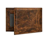 Voolup Top Grain Leather Wallet for Men | RFID Blocking Slim Bifold, 12 Card Slots, 2 ID Windows | Premium Leather, Durable & Ideal Gift for Father’s Day, Birthdays & Anniversaries, Rustic, Classic
