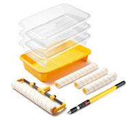 Voomey 18" Paint Roller Set，10Pc Paint Roller Tray with Liner,12" 18" Microfiber Paint Roller,Paint Extension Pole，Suitable for DIY Interior Walls, Rooms