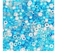 VOOMOLOVE 1000 PCS Bule Mix Pony Beads - Bracelet, Hair Braids & Crafts - Plastic Beads 6x9mm