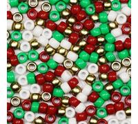 VOOMOLOVE 1000 PCS Christmas Color Pony Beads for Bracelets, Hair Braids, and Crafts - Plastic Hair Beads 6x9mm