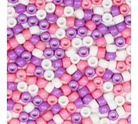 VOOMOLOVE 1000 Pcs Colorful Pony Beads - Perfect for Hair Braids, Crafts & Jewelry Making - 6x9mm White, Pink, Purple