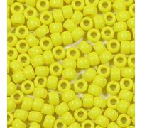 VOOMOLOVE 1000 PCS Fluorescent Yellow 6x9mm Pony Beads for Bracelets, Hair Braids, and Crafts - Plastic Hair Beads