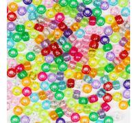VOOMOLOVE 1000 PCS Glitter Pony Beads for Bracelets, Hair Braids, and Crafts - Plastic Hair Beads 6x9mm