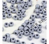 VOOMOLOVE 1000 PCS Grey Pony Beads - Bracelet & Hair Braids Beads for Crafts - 6x9mm
