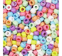 VOOMOLOVE 1000 Pcs Multicolor Plastic & Acrylic Oblong Pony Beads, 6x9mm, for Crafts, Jewelry, Hair Braids