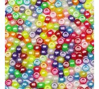 VOOMOLOVE 1000 Pcs Pearl Colors Pony Beads - Bracelet, Hair Braids, Crafts, Plastic Beads - 6x9mm
