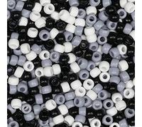 VOOMOLOVE 1000 PCS Pony Beads - Black/White/Grey, 6x9mm for Hair Braids, Crafts & Jewelry