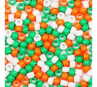 VOOMOLOVE 1000 PCS White Orange Green Mix Pony,for Hair Braids,Plastic Beads, Hair Beads for Braids 6x9mm （White/Orange/Green）