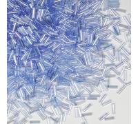 VOOMOLOVE 2420pcs/80g Light Blue Glass Bugle Seed Beads, 6mm Length, Cylindrical Shape, Perfect for Jewelry Making