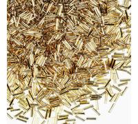 VOOMOLOVE 2420pcs/80g Silver in Gold Tube Beads Glass Bugle Seed Beads Length 6mm Tube Beads for Jewelry Making (Silver in Gold), GZ-1003