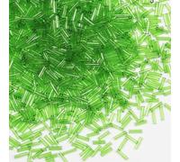 VOOMOLOVE 2420pcs/80g Tube Beads Glass Bugle Seed Beads 2mm x 6mm Transparent Green for Jewelry Making