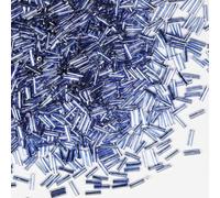 VOOMOLOVE 2420pcs/80g Tube Beads Glass Bugle Seed Beads, 6mm, Blue Silver Core