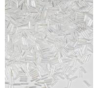 VOOMOLOVE 2420pcs/80g Tube Beads Glass Bugle Seed Beads 6mm for Jewelry Making (White)