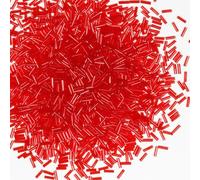 VOOMOLOVE 2420pcs/80g Tube Beads Glass Bugle Seed Beads, 6mm Length, Transparent Red