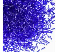 VOOMOLOVE 2420pcs/80g Tube Beads Glass Bugle Seed Beads, 6mm, Transparent Royal Blue