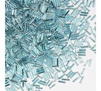 VOOMOLOVE 2420pcs/80g Tube Beads Glass Bugle Seed Beads Length 6mm for Jewelry Making (Light Blue Silver Core)