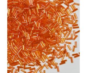 VOOMOLOVE 2420pcs/80g Tube Beads Glass Bugle Seed Beads Length 6mm for Jewelry Making (Orange)