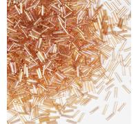 VOOMOLOVE 2420pcs/80g Tube Beads Glass Bugle Seed Beads, Light Coffee Color, 6mm Length, Cylindrical Shape, Perfect for Jewelry Making