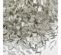 VOOMOLOVE 2420pcs/80g Tube Beads Glass Bugle Seed Beads, Silver, 6mm Length, Cylindrical Shape, Perfect for Jewelry Making