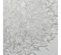 VOOMOLOVE 2420pcs/80g Tube Beads Glass Bugle Seed Beads, White Pearl, 6mm Length, Cylindrical Shape, Perfect for Jewelry Making