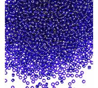 VOOMOLOVE Bulk Royal Blue 3mm Glass Round Seed Beads, 3500pcs (110g), Ideal for Jewelry Making
