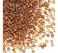 VOOMOLOVE Bulk Seed Beads 110g (1600pcs) 4mm 6/0 Brown Silver Core Glass Craft Beads for Jewelry Making