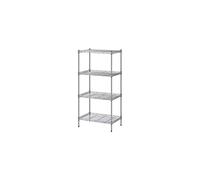 VOONEEN 4 Tier Shelf Shelving Units, Multipurpose Metal Modern Small Storage Rack with 4 Hooks, Stainless Steel Wire Organisation Suitable For Pantry
