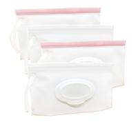 VOONGOR Portable Refillable Wet Wipe Pouch, Reusable Travel Wipes Holder & Case, Lightweight Flushable Diaper Wipes Container for Baby (4 Pack, Milk White)