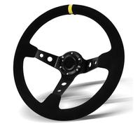 VOONKE Universal Racing Steering Wheel,13.6" Grip Suede Deep Dish 6 Bolts Gaming Steering Wheel with Horn Button for Race/Rally/Motorsport/Car Sim Driving-Black