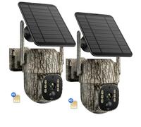 VOOPEAK 4G LTE Cellular Trail Camera 2 Pack, 2.5K Game Cameras Built-in SIM Card Hunting Cameras Solar Wireless Battery with 360° View & Playback, Night Vision, Motion Activated Wildlife Cam