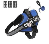 VOOPET Service Dog Vest Harness+ ID Tag and Leash Set+6 Patches,No Pull&Adjustable Reflective Dog Harness for Training,Suitable for Small Medium and Large Dogs.