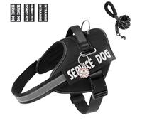VOOPET Service Dog Vest Harness+ ID Tag and Leash Set+6 Patches,No Pull&Adjustable Reflective Dog Harness for Training,Suitable for Small Medium and Large Dogs.