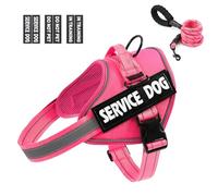 VOOPET Service Dog Vest Harness+ ID Tag and Leash Set+6 Patches,No Pull&Adjustable Reflective Dog Harness for Training,Suitable for Small Medium and Large Dogs.