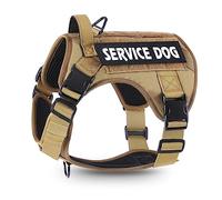voopet Tactical Dog Harness - Military Emotional Support Service Dog Vest with Handle & Molle for Medium Large Dogs, Easy Control No Pull ESA Dog Vest with 6 Tags for Working Training