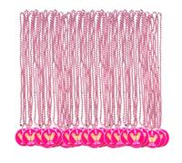 Voopurbic 36, 72 Pcs Pink Mardi Gras Beaded Necklaces With Ribbon Breast Cancer Pendants For Breast Cancer Month Accessories, Plastic, No Gemstone