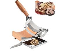 VoOqo Manual Chinese Medicine Slicer, Stainless Steel Manual Meat Slicer with Stainless Steel Tray, 0-0.5” Adjustable Thickness, for Chinese Herbs, Biltong, Beef Jerky, Hard Fruits and Vegetables