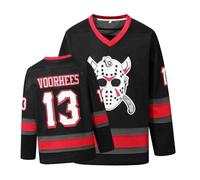 Voorhees Jason 13 Friday Movie Ice Hockey Jersey Halloween, Black, XXL