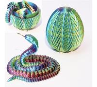 VOOSUN 3D Printed Cobra, 24-Inch Cobra Inside Fidget Toy for Adults, 3D Printed Articulated Cobra Dragon Egg, Posable Flexible Crystal Cobra Toy for ADHD/Autism (multicolour)