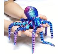VOOSUN Amazing 3D Printing Toy Octopus Fidget Toy Autism Hyperactivity Disorder 3D Printing Gift DIY Creative Deep Sea Octopus Toy Home Decoration Festival Birthday Gift (Red Blue Gradient)