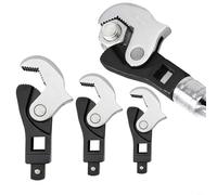 Vootnifig 3-Piece Auto-Adjusting Crowfoot Wrench Set with Spring-Loaded Jaws, Chrome Vanadium Steel, 1/4" 3/8" 1/2" Square Drives for Plumbing
