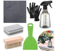 Vootnifig 7-Piece Headstone Cleaning Kit, with Microfibre Cloth, Bristle Brush, Spray Bottle, Gloves, Sponge and Scraper for Grave, and Memorial Maintenance