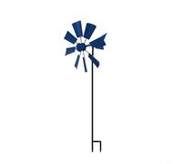 Vootnifig Garden Windmill Decoration Metal Pinwheel Spinner Outdoor Lawn Ornament Colorful Vertical Patio Accent Stake for Yard Landscape 66cm(Blue)